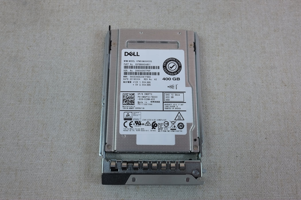 Dell WGP72 400GB 12Gb/s 2.5” SAS Write Intensive SSD KPM5XMUG400G w/ 14G Tray