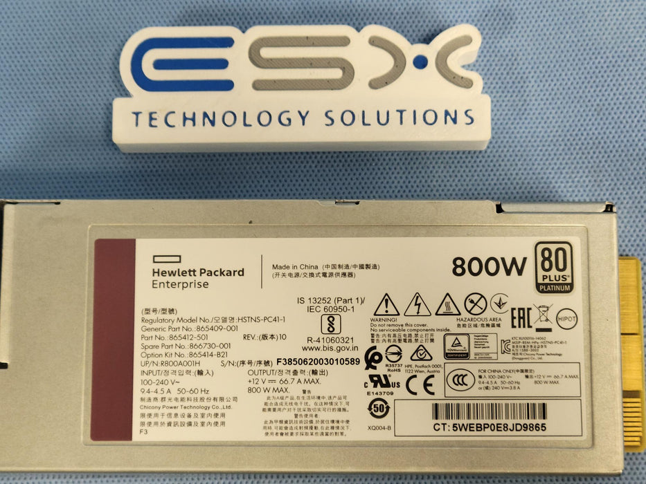 Alimentatore HP HSTNS-PC41-1 800W Platino - 866730-001, Testato Funzionante - Foto 2