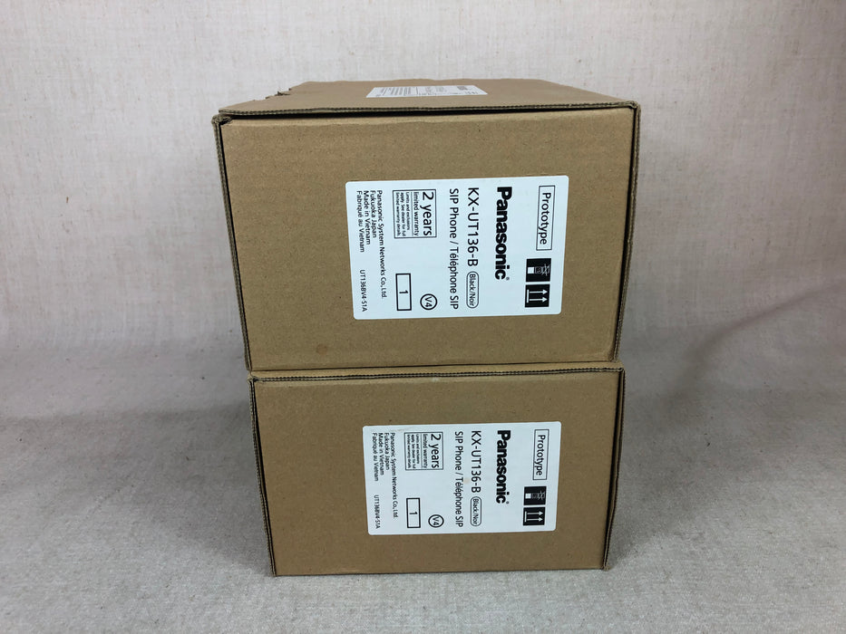 Lot of 2 IP SIP Phone Prototype and Accessories - Black - KX-UT136-B