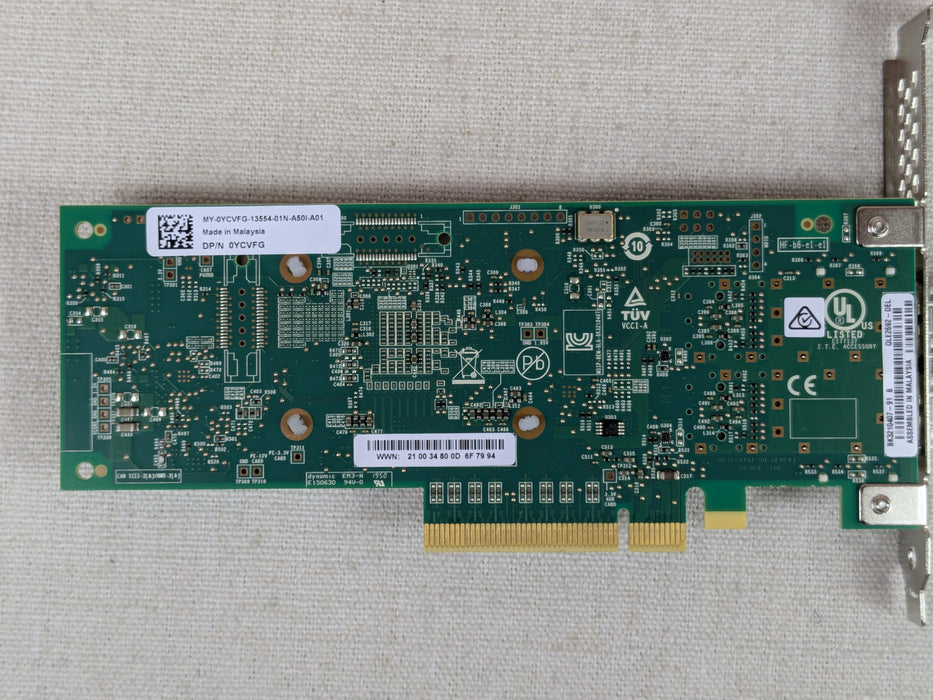 Dell YCVFG QLogic QLE2692 Dual Port 16Gb/s FC HBA w/ SFPs – Full Height