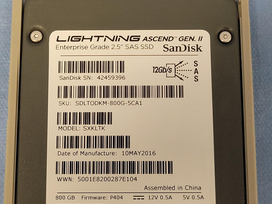 SanDisk Lightning 800GB 12Gb/s 2.5" SAS SSD - PN: SDLTODKM-800G-5CA1