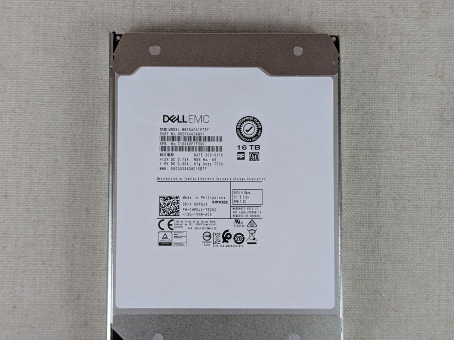 Dell HPGJ4 16TB 7.2k 6Gb/s 3.5" SATA Hard Drive MG08ACA16TEY w/ 14G Tray