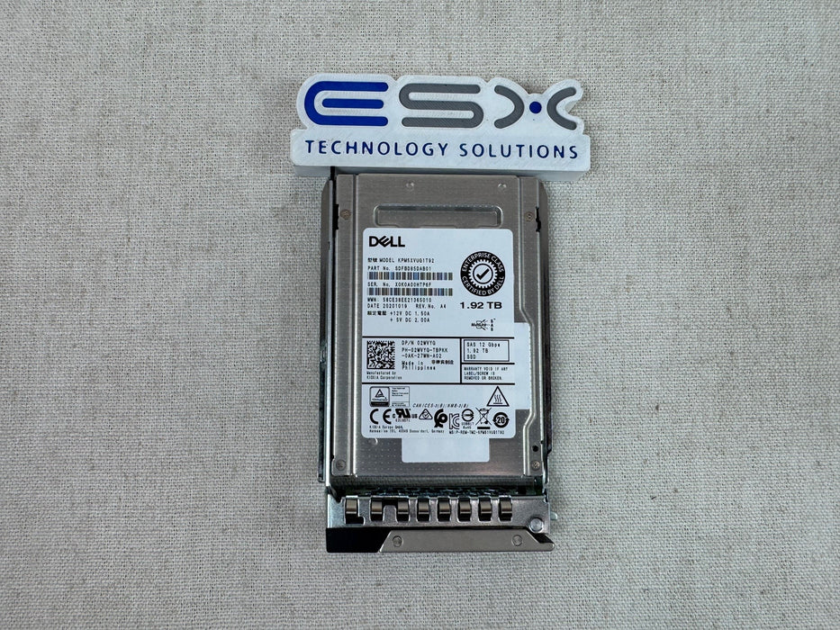 Dell 2WVYG 1.92TB 12Gb/s 2.5" SAS Mix Use SSD KPM5XVUG1T92 w/ 14G Tray