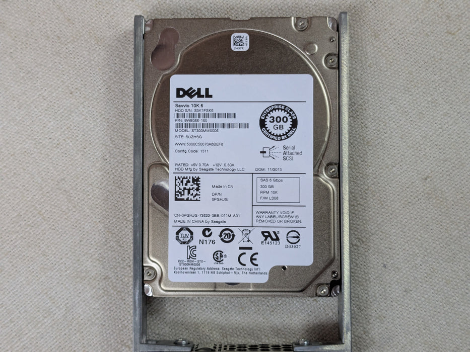 Dell PGHJG 300GB 10k 6Gb/s 2.5" SAS Hard Drive with R-series Tray