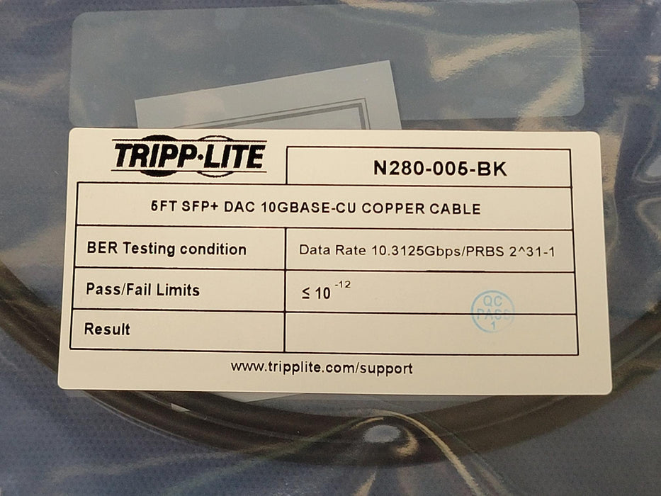 Tripplite N280-005-BK 1.5M 10GBASE-CU SFP+ Twinax Passive Copper Cable