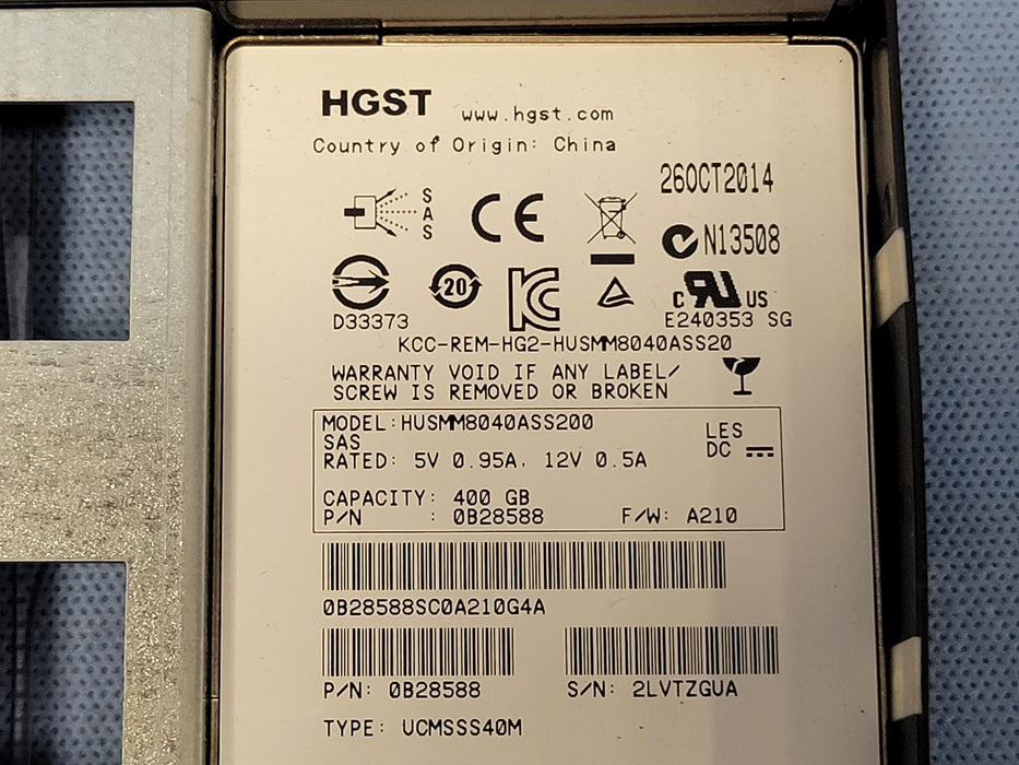 Lot of 10 -EMC Isilon 400GB 2.5" SAS SSD 0B28588 HUSMM8040ASS200