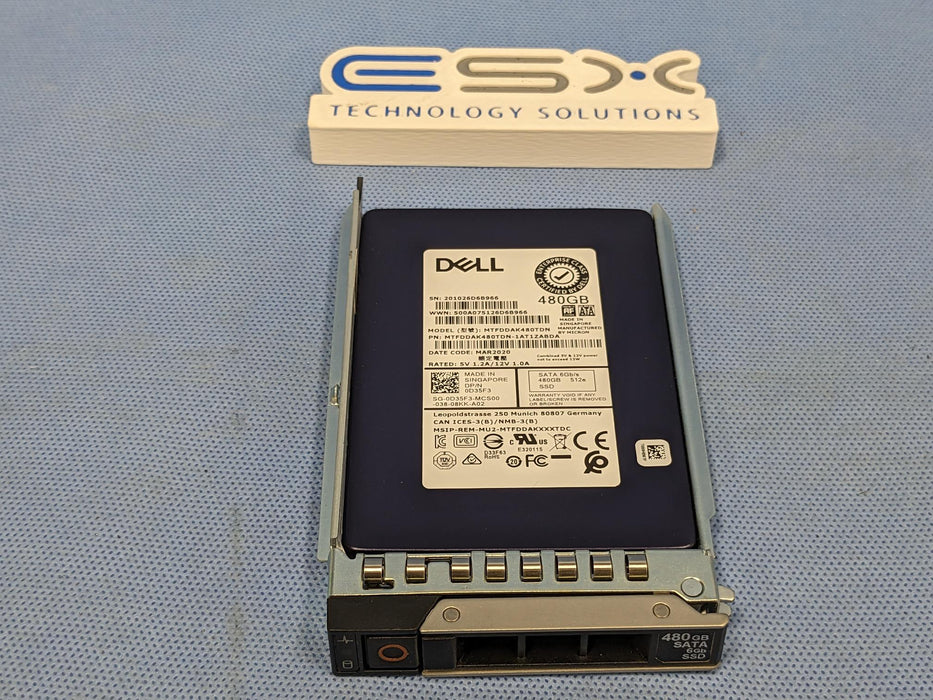 Dell D35F3 480GB 6Gb/s 2.5” SATA SSD Micron 5200 Max MTFDDAK480TDN