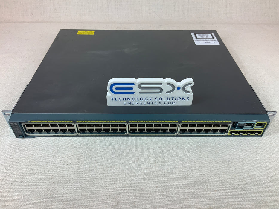 Cisco WS-C2960S-48FPS-L Catalyst 2960S 48 Port PoE+, 4x SFP Switch w/ Rack Ears