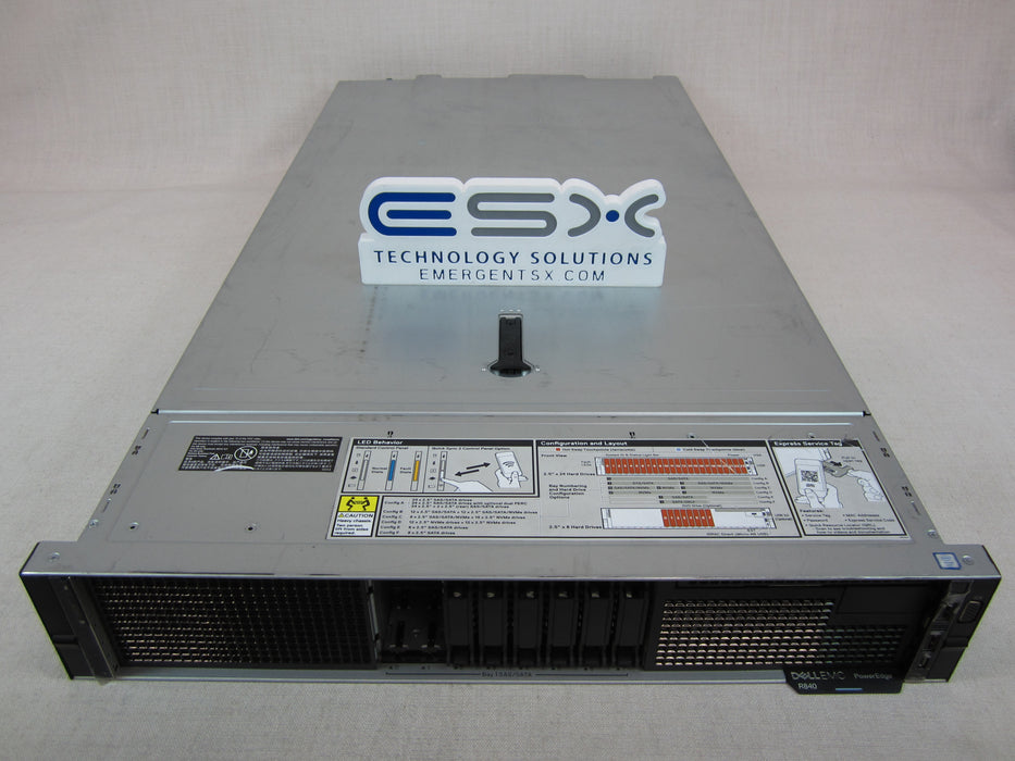 Dell PowerEdge R840 8x 2.5” 2U Barebones CTO Server – 2x Heatsink, 2x 1100W