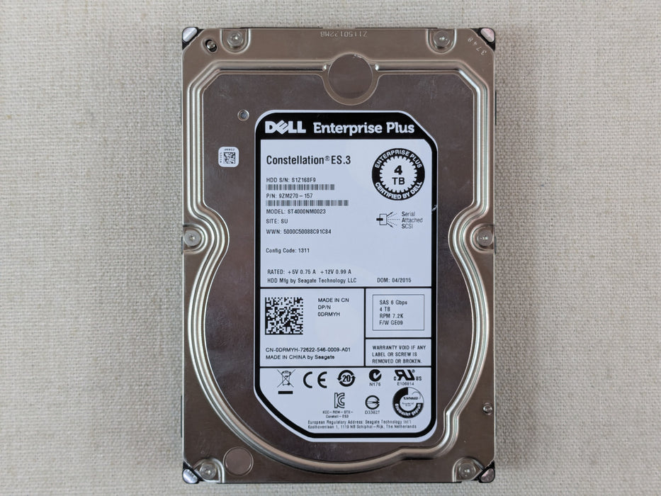 Dell EqualLogic DRMYH 4TB 7.2k 6Gb/s 3.5” SAS Hard Drive ST4000NM0023
