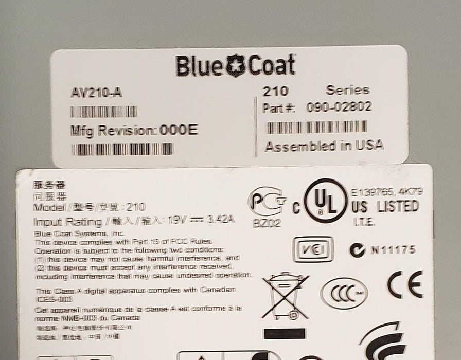 BlueCoat Proxy AV210 Series Security Appliance-AV210 A
