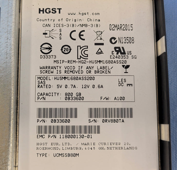 EMC-Isilon 800GB 2.5" SAS SSD - PN: 0B33600