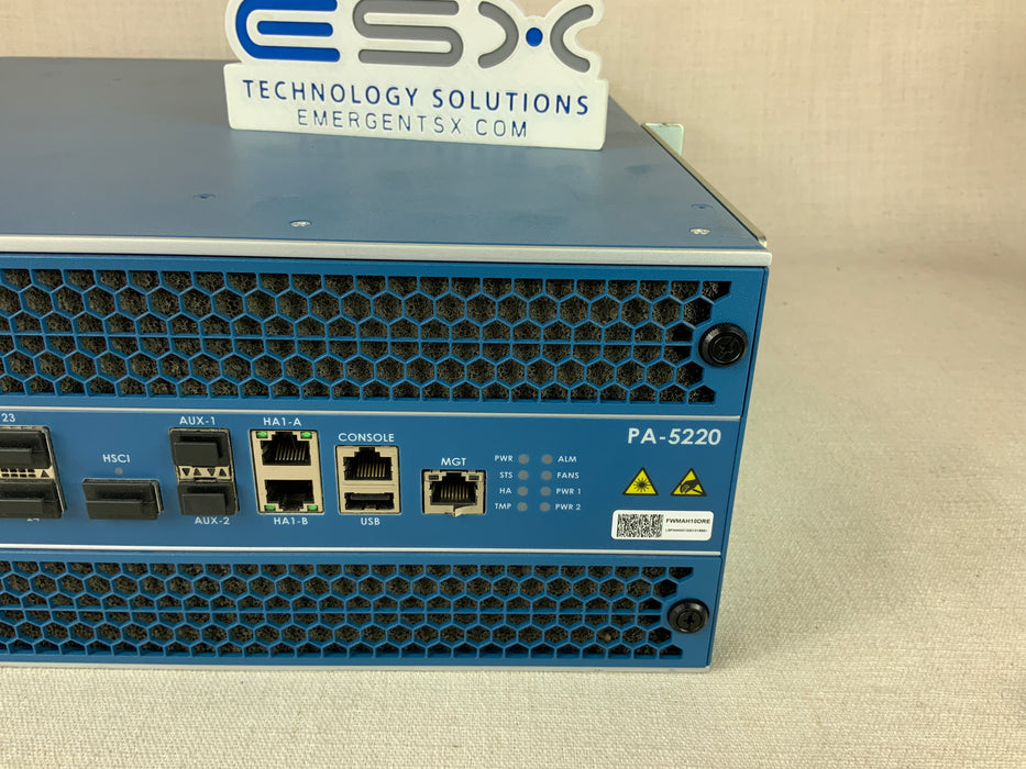 Palo Alto PA-5220 Network Security Firewall Appliance - 2x SSD, 2x HDD, v 10.1.4
