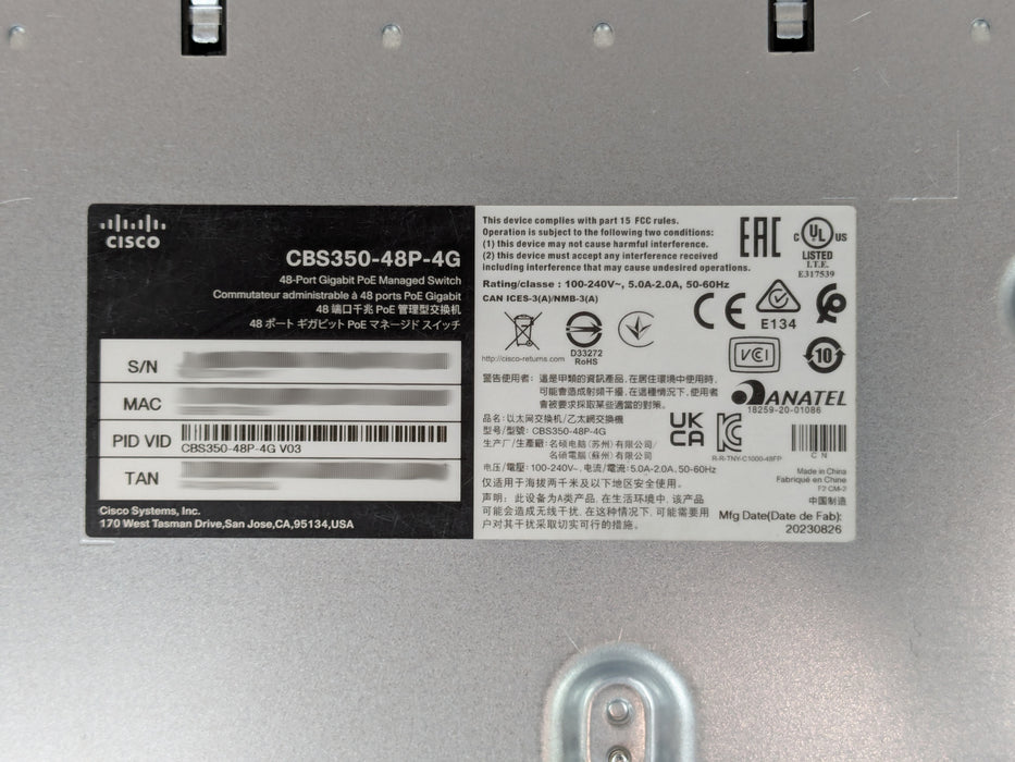 Cisco CBS350-48P-4G 48-Port Gigabit PoE+ Managed Switch