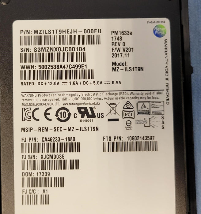 Fujitsu Samsung MZ-ILS1T9N 1.92TB 12Gb/s 2.5" SAS SSD CA08226-E925