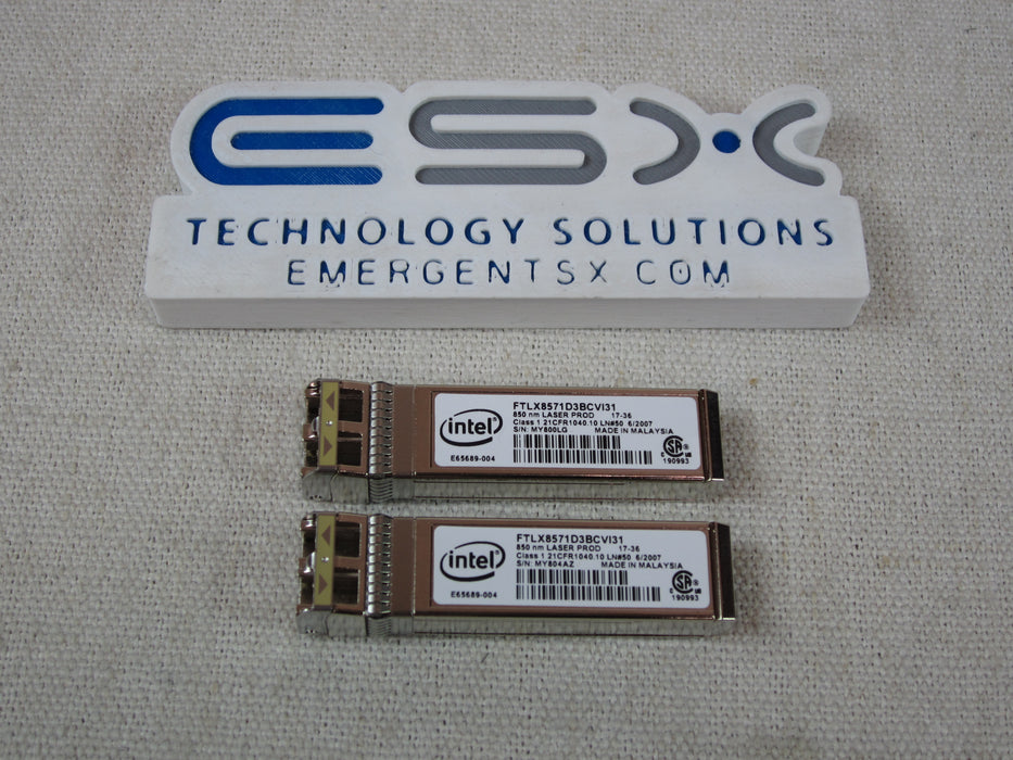 Lot of 2x FTLX8571D3BCVI31 Intel 10GBASE-SR 850NM SFP+ Transceiver