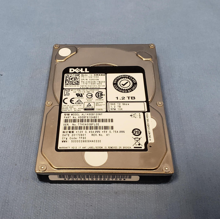 Dell 3K30N 1.2TB 10k 12Gb/s 2.5” SAS Hard Drive Toshiba AL14SEB120NY