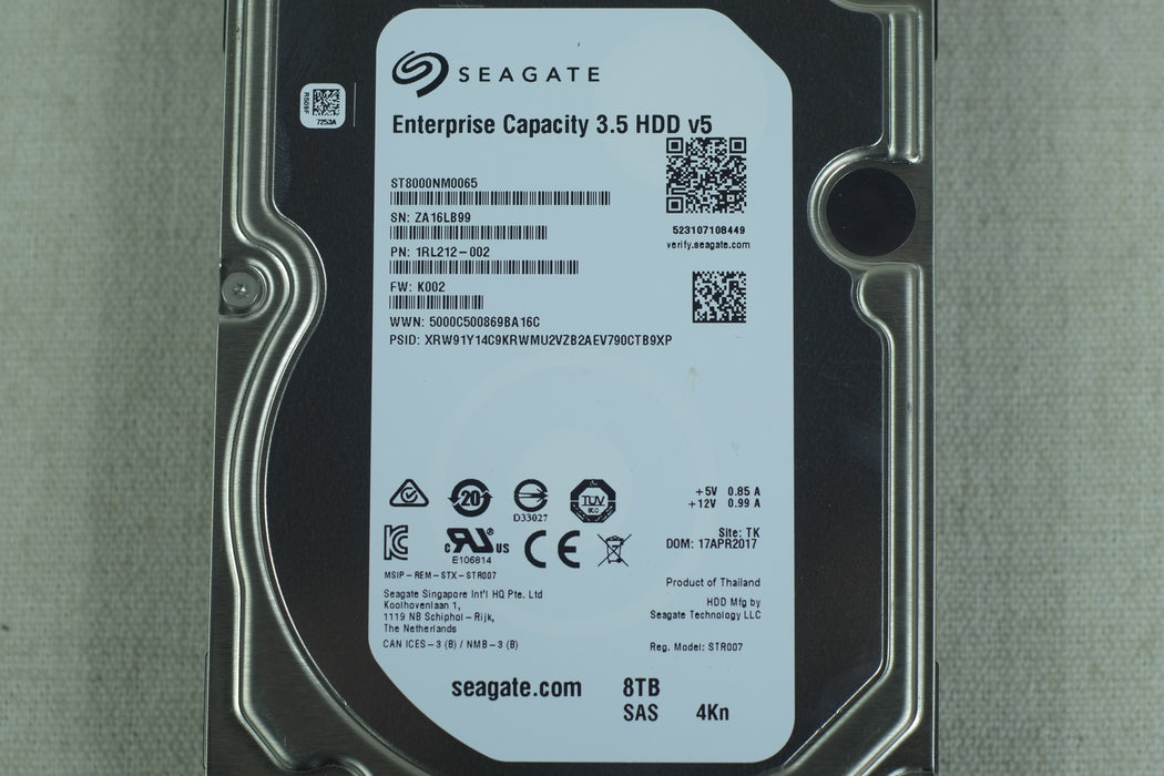 Seagate ST8000NM0065 8TB 7.2k 12Gb/s 3.5” SAS 4Kn Hard Drive