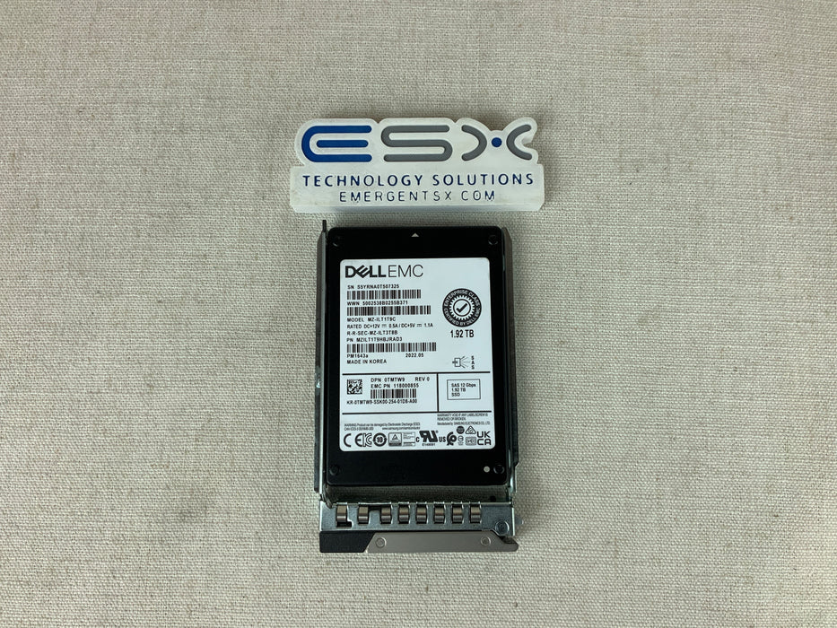 Dell TMTW9 1.92TB 12Gb/s 2.5" SAS RI TLC SSD Samsung PM1643a MZ-ILT1T9C