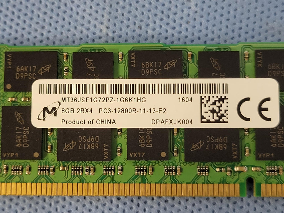 LOT OF 4- MICRON 8GB 2RX4 PC3-12800R DDR3 DIMM MT36JSF1G72PZ-1G6K1HG