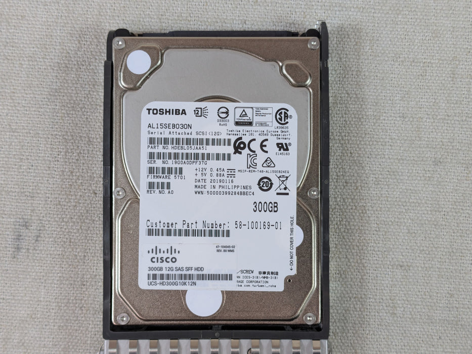 Cisco UCS-HD300G10K12N 300GB 10k 12Gb/s 2.5" SAS Hard Drive