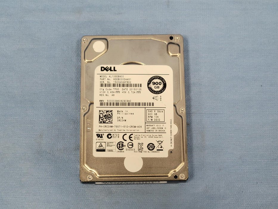 Dell RC34W 900GB 10k 6Gb/s 2.5" SAS Hard Drive