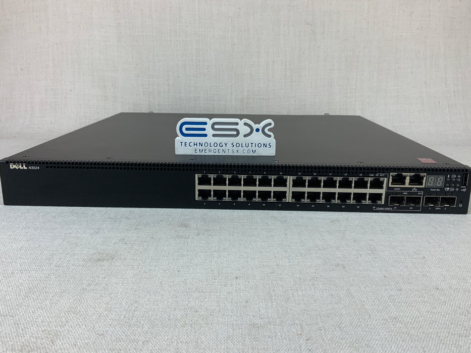 Dell N3024 24 Port Gigabit Ethernet, 2x 10G SFP+ Network Switch 2x PSU
