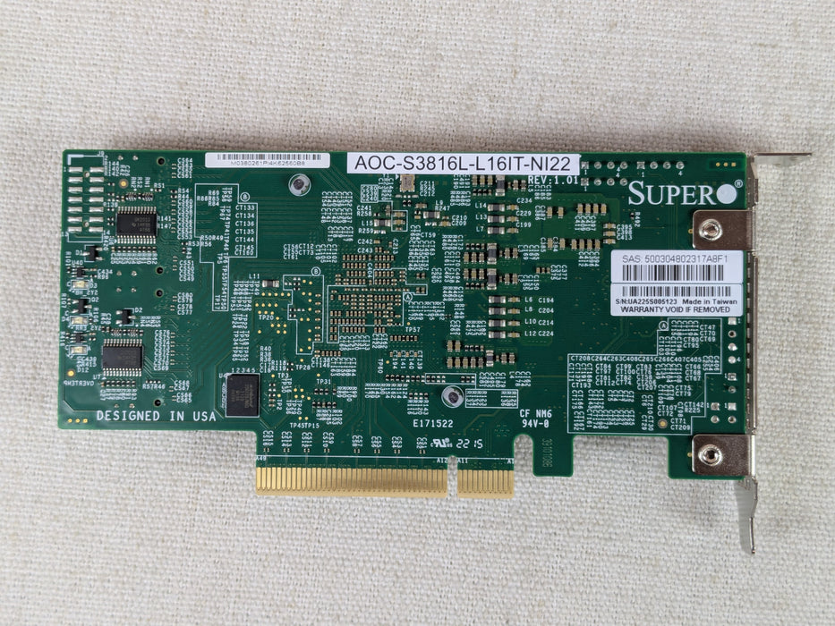 Nutanix AOC-S3816L-L16IT-NI22 Broadcom 3816 12G SAS 16 Int Port RAID Controller