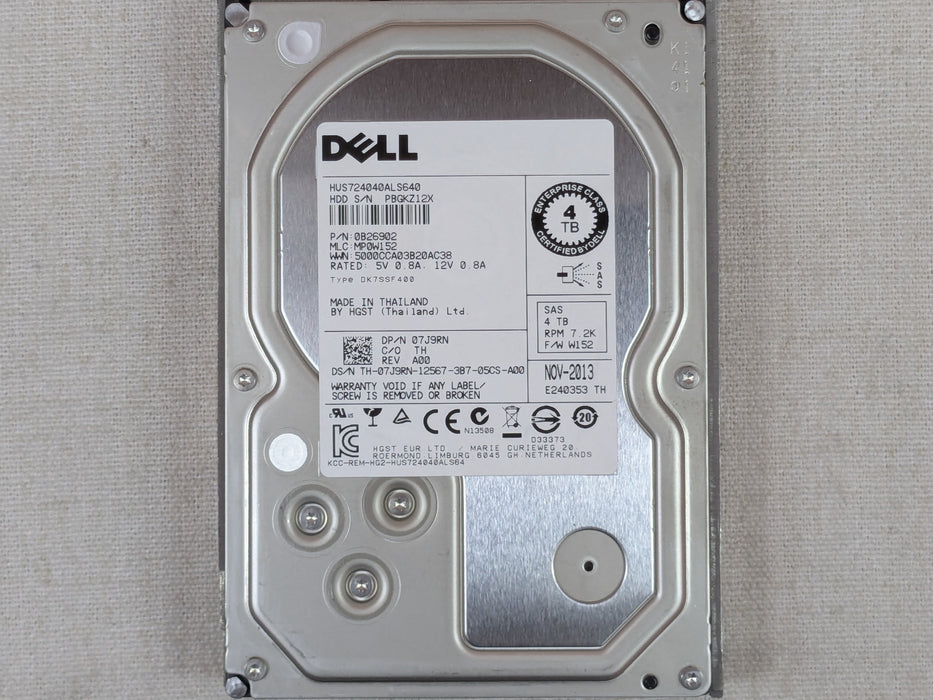 Dell 7J9RN 4TB 7.2k 6Gb/s 3.5" SAS Hard Drive HGST HUS724040ALS640
