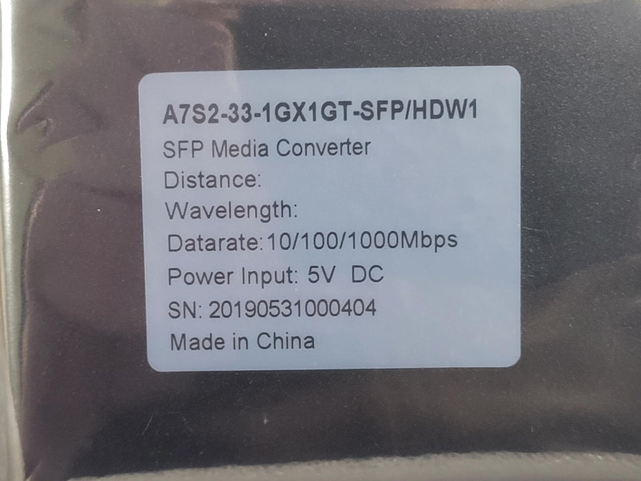 10GTEK Gigabit Ethernet Media Converter and SFP A7S2-33-1GX1GT-SFP/HDW1