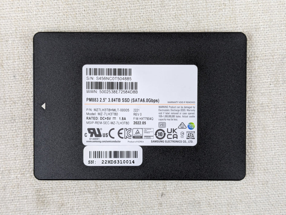 Samsung MZ7LH3T8HMLT-00005 3.84TB 2.5" SATA PM883 Solid State Drive