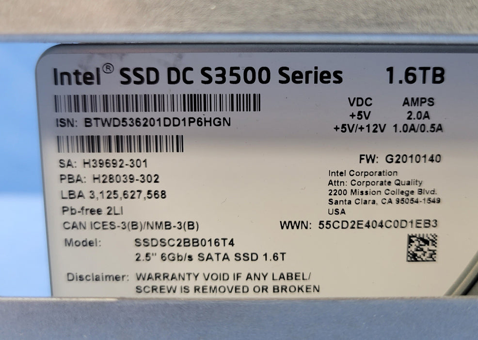 Nimble Storage 1.6TB 6Gb/s 2.5" SATA SSD for CS & ES1 Series SP-SSD-1600