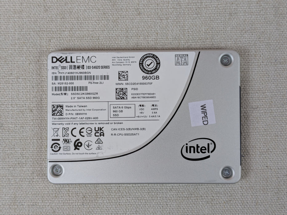Dell 8MHYH 960GB 6Gb/s 2.5" Mix Use SATA SSD SSDSC2KG960GZR No Tray