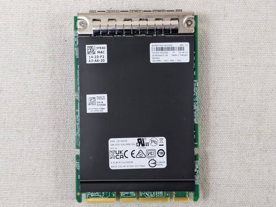 Dell 3Y64D Broadcom 57504 Quad Port 25G SFP28 OCP 3.0 Adapter R650 R750