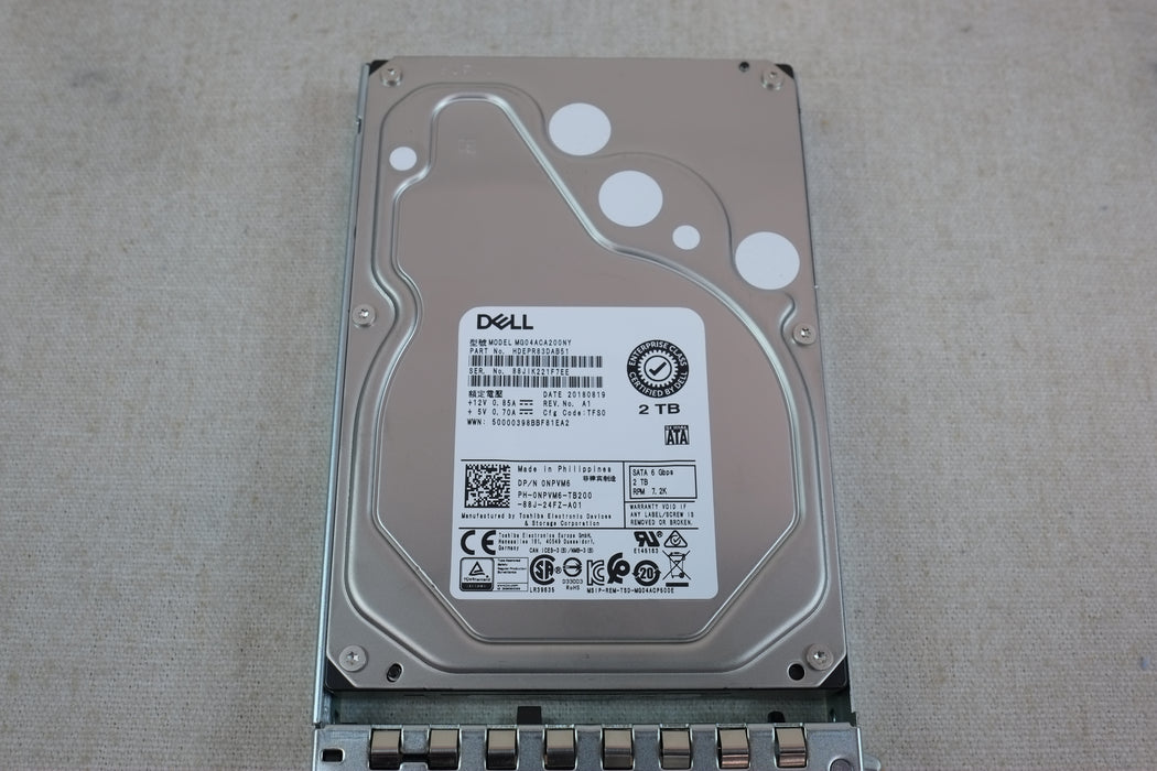 Dell NPVM6 2TB 7.2k 6Gb/s 3.5” SATA Hard Drive Seagate MG04ACA200NY w/ 14G Tray
