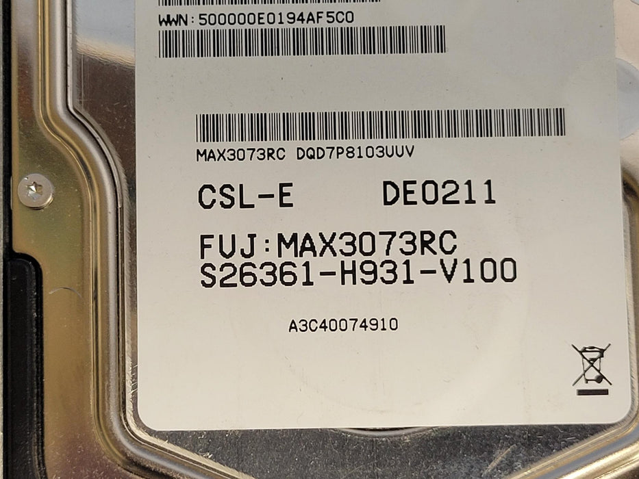 Lot of 2 Fujitsu Primergy 73GB 15K 3.5" FC HDD S26361-H931-V100/S26361-H966-V100