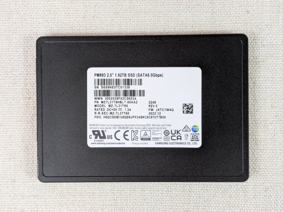 Samsung MZ7L31T9HBLT-00AAZ PM893 Series 1.92TB 6Gb/s 2.5" SATA SSD