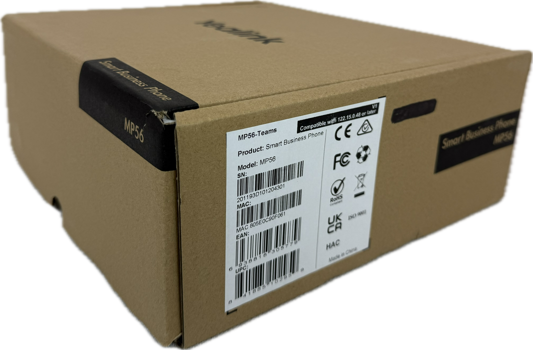 Yealink MP56 IP Phone Compatible with Microsoft Teams 5V adapter