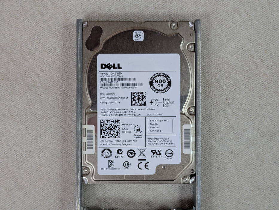 Dell XRRVX 900GB 10k 6Gb/s 2.5” SAS SED Self-Encrypting Hard Drive ST9900605SS