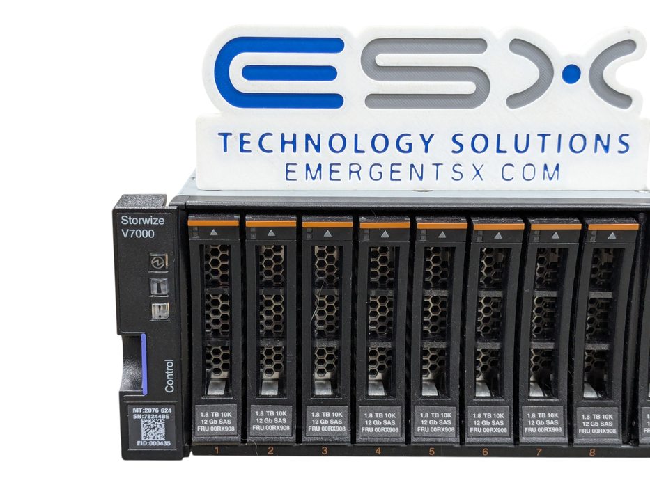 IBM 2076-624 Storwize V7000 Gen2 Enclosure – 24x 1.8TB, 2x Controller, 2x PSU