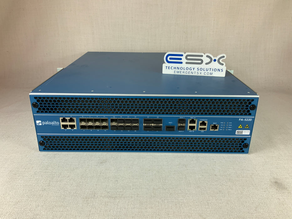 Palo Alto PA-5220 Network Security Firewall Appliance - 2x SSD, 2x HDD, v 10.1.4