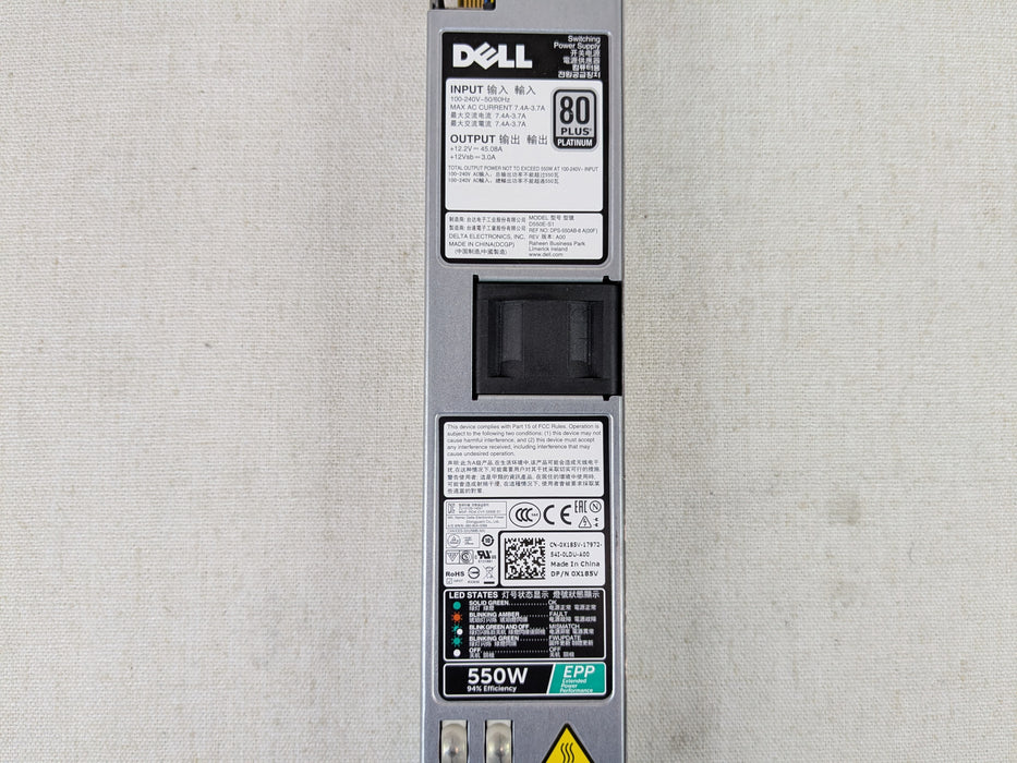 Dell 550W 80 Plus Platinum Power Supply for R330 R430 R420 X185V RYMG6 034X1