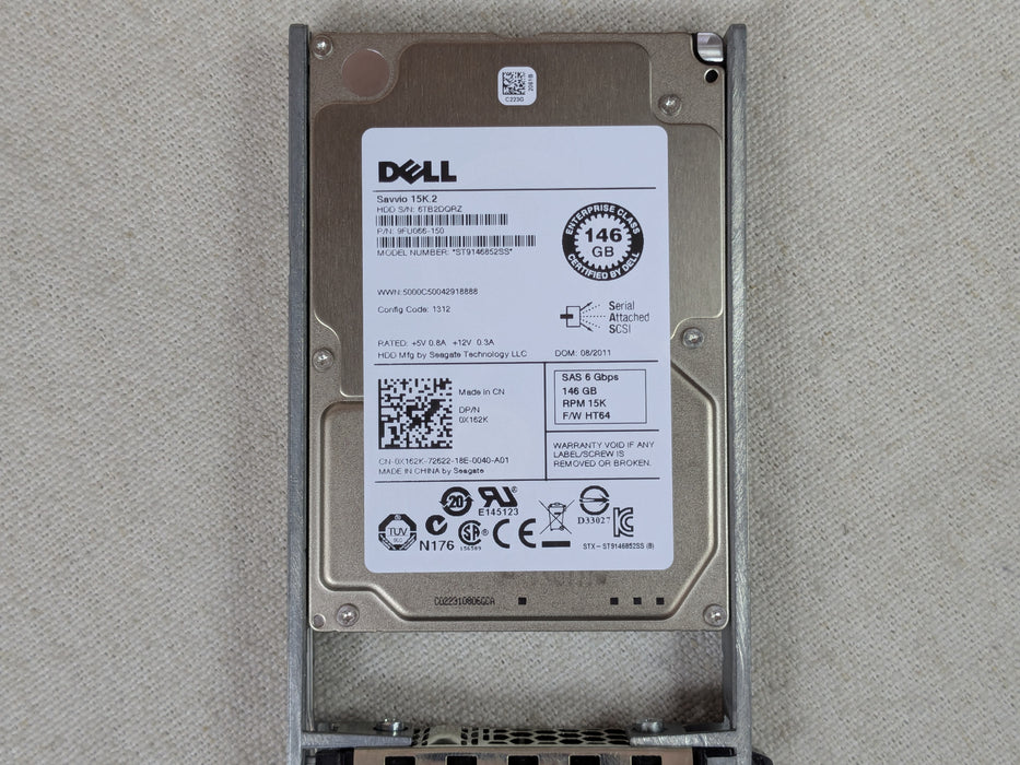 Dell X162K 146Gb 15k 6Gb/s 2.5” SAS Hard Drive w/ Tray ST9146852SS