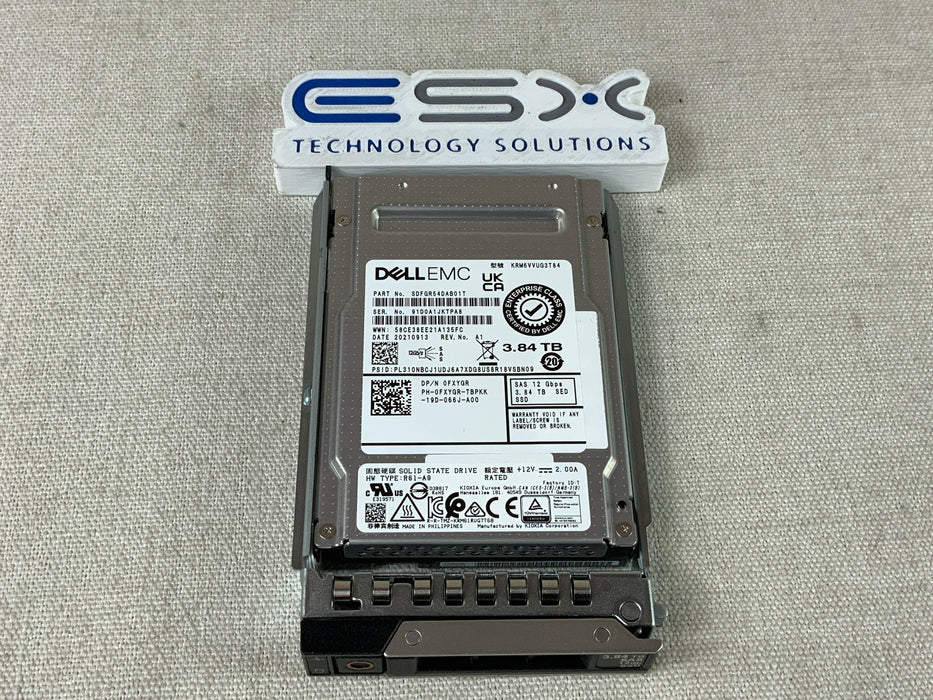 Dell FXYGR 3.84TB 12Gb/s 2.5" SAS SED Self Encrypting Mix Use SSD KRM6VVUG3T84