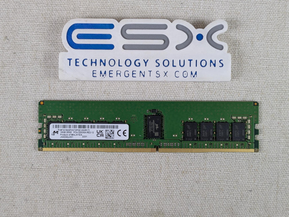 Micron MTA18ASF2G72PDZ-3G2 16GB 2Rx8 PC4-3200AA DDR4 ECC Server Memory RDIMM