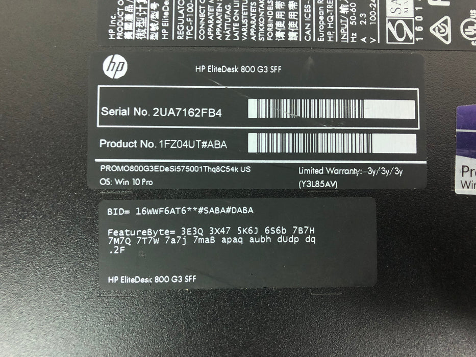 HP EliteDesk 800 G3 SFF PC