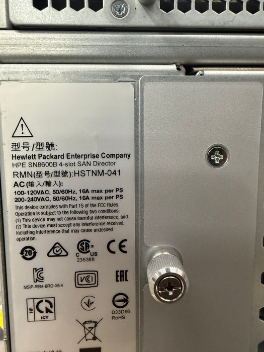 Brocade X6-4 - HPE SN8600B 4-Slot SAN director | Includes Licenses