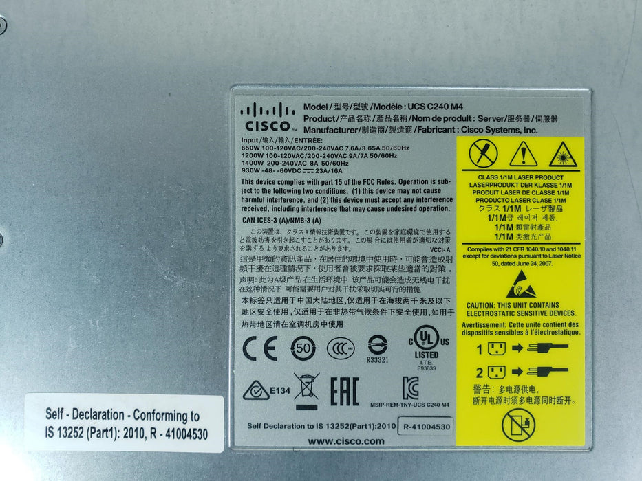 Cisco UCSC-C240-M4S2 2U 16x 2.5” Barebones CTO Server – 2x HS, 2x 650W PSU