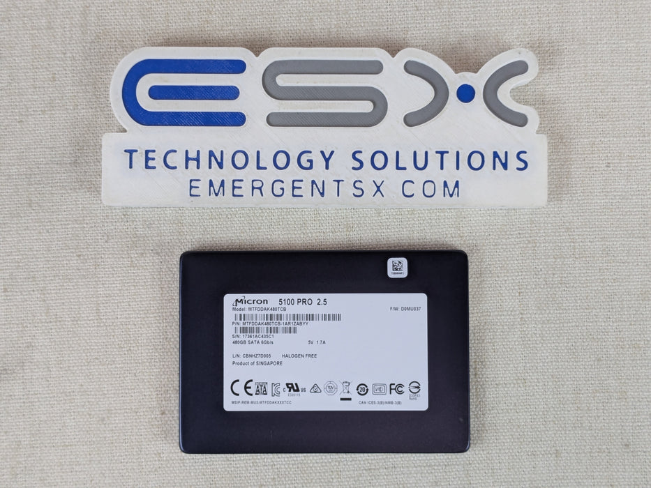 Micron 5100 PRO MTFDDAK480TCB 480GB 6Gb/s 2.5" SATA SSD