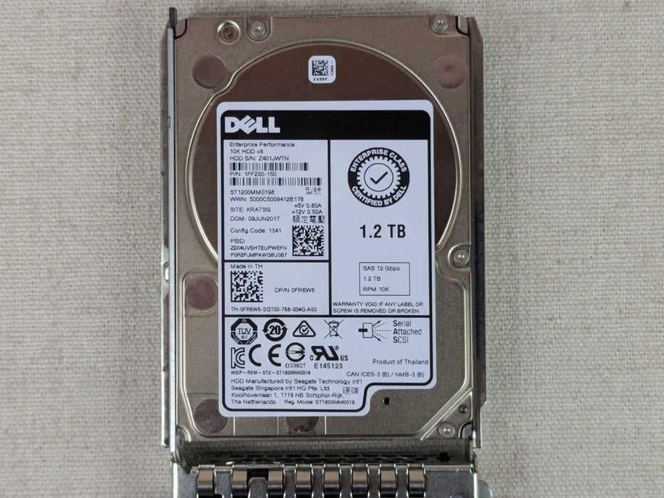 Dell FR6W6 1.2TB 10k 12Gb/s 2.5" SAS Hard Drive ST1200MM0198 w/ 14G Tray